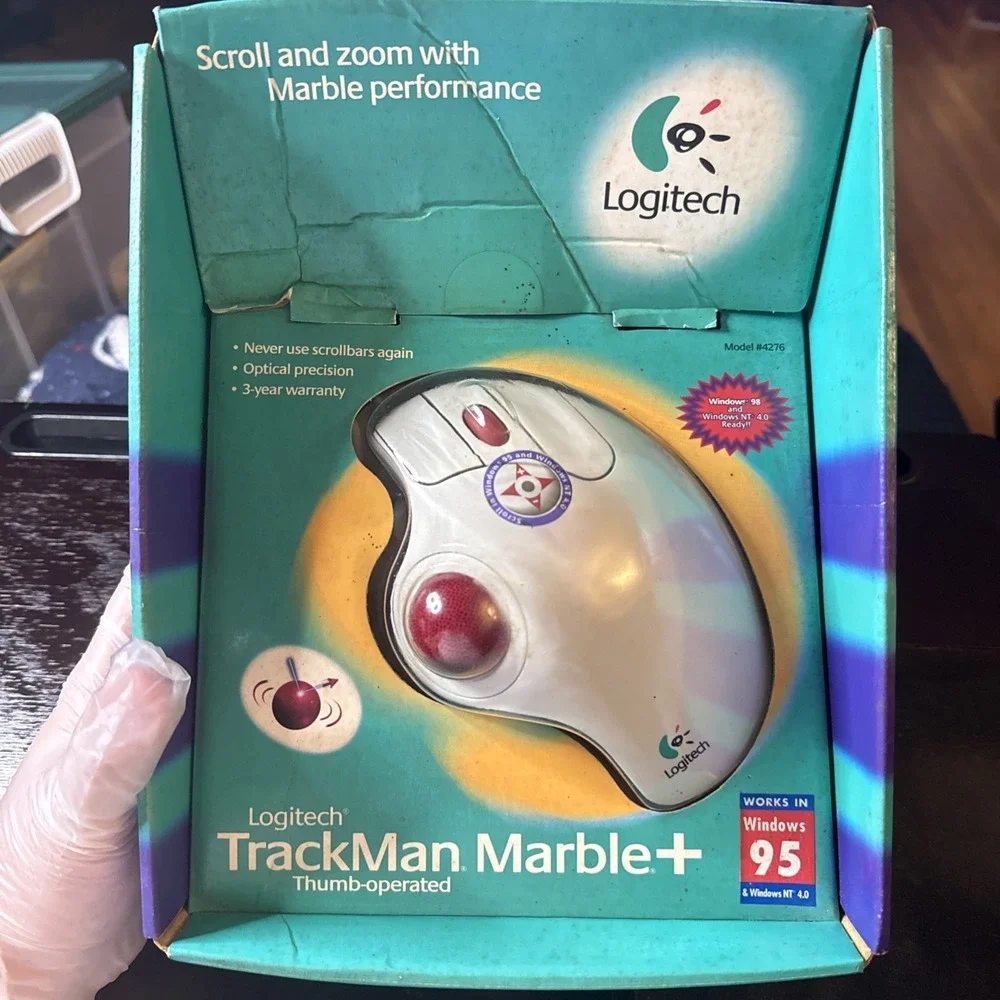 Logitech Trackman Marble+ Plus Mouse - Windows 98 Thumb Operated USA
